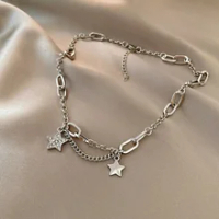 Grunge Jewelry Chains Star Bracelet Rock Charm Riveted Bracelet for Women Goth Accessories Punk
