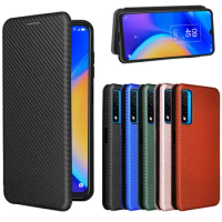 For TCL 20 20S 5G Case Luxury Flip Carbon Fiber Skin Magnetic Adsorption Protective Case For TCL 20 Pro 5G TCL20 Phone Bags