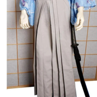 Japanese Traditional Martial Arts Uniform Sportswear Gray Samurai Iaido Cullottes Kendo Pants Skirt Kimono Aikido Skirt