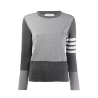 Thom Browne 4-Bar Milano Stitch Classic Crewneck Tonal Grey
