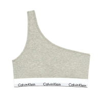 【Calvin Klein 凱文克萊】Modern Cotton Bralette 棉質寬鬆緊帶零感單肩運動內衣/CK內衣(灰)