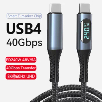 USB 4 Cable with LED Display Supports 8K Video 40Gbps 240W USB C Charging Cable For lPhone 15 MacBook Monitor Docking Stations