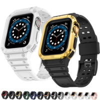 Case+Strap For Apple Watch band 44mm 40mm 45mm 41mm 38mm 42mm rubber Silicone watchband belt bracelet iWatch series 3 6 se 7 8 9