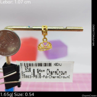 Emas 916,Loket Pdr Crown Charm 1.07cm Design:6200<X0DXJ>P916C(M9)-Size: 0.54cm