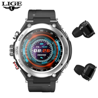 LIGE Smartwatch Men Smart Watch 2021 TWS Bluetooth Earphone Call Music Body Temperature DIY Watch Face Sports Smartwatch Women