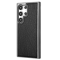 2026 Compatible Samsung S25 Ultra Electroplated Leather Texture Phone Case S24 Ultra Business Shockp