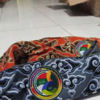 ikat kepala badge logo wmsj ikat kepala batik mega mendung ikat kepala custom batik Headbands