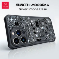 Xundd X Mooopaa For iPhone13 Pro Max Case Future Handmade Plating Circuit Shockproof Back Case For iPhone12 Pro Max Case Silver