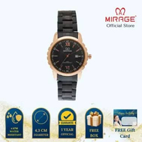 Mirage Jam Tangan Pria Analog 8267 M Black Rose Gold Original Stainless Plat Hitam