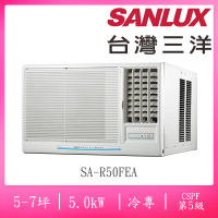 【SANLUX 台灣三洋】福利品5-7坪定頻窗型右吹冷專冷氣(SA-R50FEA)