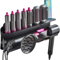 Home Stand Storage Rack for Curling Iron Wand Barrels Brushes for Bathroom Wall Mount Hair Dryer Holder Airwrap Styler Organizer