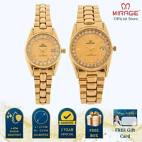 Mirage Jam Tangan Pria Permata Analog RX 1579 M Gold Original Stainless Couple Plat Gold