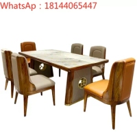 Dining Tables Ebony Dining Table and Chair Combination Modern Simple Marble Home Rectangular Dining Table