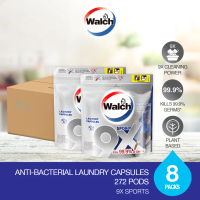 Walch ® 9X Sports Antibacterial Laundry Capsule Refill pack 34 Pods x 8 Packs