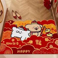 新年可裁剪絲圈入戶門墊喜慶紅色玄關腳墊可裁剪刮泥蹭土地墊耐髒
