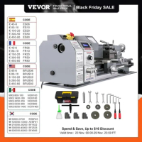 VEVOR Metal Lathe Machine 1100W 750W 650W 550W Lathe Variable Speed For Metalworking Turning Drilling Making Metric Threads