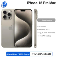 2023 Original Apple iPhone 15 Pro MAX 8GB RAM 256GB/512GB/1TB ROM A17 Pro Bionic Chip 6.7'' 120Hz Super Retina XDR Display NFC