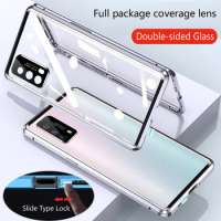 Double Sided Glass Magnetic Adsorption Metal Snap Lock Case For Vivo Y78 Y77 Y76 Y56 Y36 4G 5G Camera Lens Protect Cover Cases