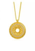 Chow Sang Sang 999.9 24K Pure Gold Cultural Blessings Diamond “Om Mani Padme Hum” Necklace for Women