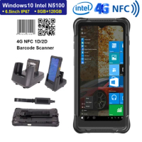 6.5'' Mini Computer 8GB RAM 128GB IP67 Industrial Rugged Windows 10 Pro Tablet PC Intel N5100 4G LTE WiFi GPS NFC Barcode Reader