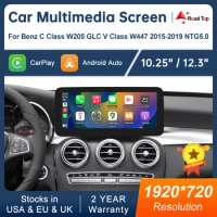 Multimedia Display For Benz C Class W205 GLC V Class W447 2015-2019 NTG5.0 Touch Screen Wireless Carplay Navigation Android Auto