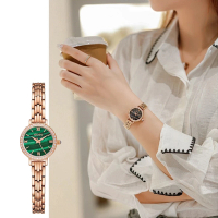 【GUOU 古歐】6043 復古時尚孔雀綠氣質大方鋼帶女腕錶-四色
