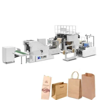 Fully Automatic High Speed Kraft Craft Square Bottom Paper Carry Shopping Food Bag Making Production Machine Price for Sale