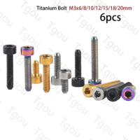 Tgou Tutanium Bolt M3x6/8/10/12/15/18/20mm Hex Head Screws for Bicycle Titanium Fastener 6pcs