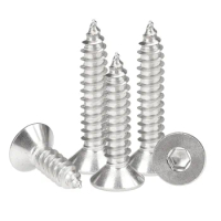 M4 M5 M6 M4/5/6*35/40/50 304 Stainless Steel SS DIN7991 Bolt Inner Hex Hexagon Socket Flat Countersunk Head Self Tapping Screw