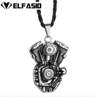 Mens's Motorcycle Rumble Engine Pewter Pendant Free Necklace Fashion Jewelry LP254
