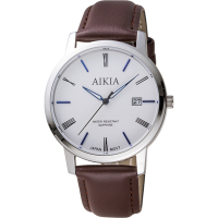 AIKIA 簡約沉穩紳士腕錶-3A2312WWT1/白40mm