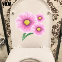 YOJA 20.6X19.6CM Pink Daisy Girl Bedroom Wall Decor Decal Fashion WC Sticker Toilet T1-1685