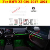 Ambient Light Set Decorative LED Atmosphere Lamp illuminated 11 colors Strip For BMW X3 G01 2017-2021 Screen control