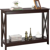 2-Tier Narrow Console Sofa Side Table for Entryway/Hallway/Living Room, 39.3in L x 11.8in W x 31.6in