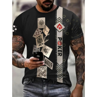 Men's Plus Size 3D Poker Graphic T Shirt Oversized Casual Fit with Ace King Queen Jack 10 9 8 7 6 5