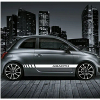 DOORASH 2pcs Vinyl Car Sport Graphic Abarth Side Stripe Skirt Stickers for Applique Fiat 500 Line Ca