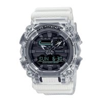 CASIO卡西歐 G-SHOCK 工業風格半透明雙顯手錶-白透_GA-900SKL-7A_49.5mm