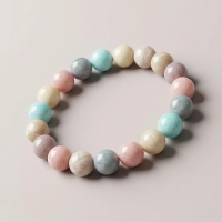 Vòng tay macaron đá agate Alashan với họa tiết cầu vồng và caramel