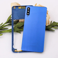 Samsung Galaxy A7 2018 A750 A750F กรอบกลาง ฝาหลังแบตเตอรี่ แผงกระจกประตูหลัง + เคสเลนส์กล้อง