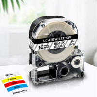 12mm Label Cartridge Compatible Epson Label Tape SS12KW ST12KW Black on White Transparent Yellow for Epson Label Printer LW400