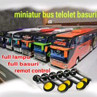 Miniatur Bus Telolet Basuri dengan Lampu dan Basuri Remote Control