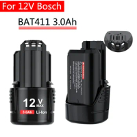 for Bosch 12V 3Ah BAT411 Replacement Battery Bosch 12V Battery for BOSCH BAT412A BAT413A D-70745GOP 2607336013 2607336014 PS20-2
