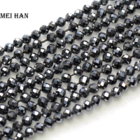 Meihan wholesale Terahertz 4±0.2mm (3 strands/set) faceted round loose beads for jewelry making design DIY bracelet