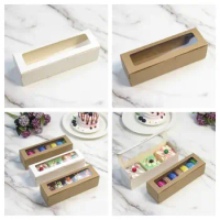20Pcs Macaron Boxes with Clear Window Kraft Paper Cupcake Boxes with Window Dessert Cookies Treat Delivery Box