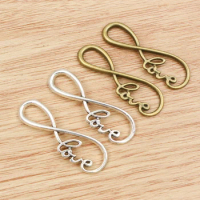 10pcs 39x12mm Antique Bronze and Antique Silver Plated 8 Infinity Handmade Charms Pendant:DIY for bracelet necklace