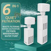 Aquarium Pump with Filter 6 functions Fish Tank 30-40db Oxygen Submersible Oxygen Absorption Waste W