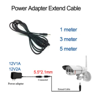 Extension cord of 12V2A Power Adapter extend Cable of 12V 5.5*2.1mm 1m 3m 5m 10m for Vstarcam C16S C63s C18S C17S C34S-X4