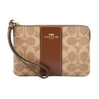 COACH 經典LOGO直條/素面皮革系列拉鍊手拿包零錢包 (多色可選)-B款