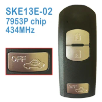 2 Pcs/lot SKE13E-02 Auto Smart Remote 434MHz 3+1B PCF7953P Chip Replace Smart Car Key For Mazda Smart Key Mitsubishi System