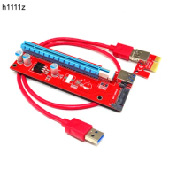 New Red VER007S PCI Express PCIe Riser Card 1x to 16x PCI-E Riser Extender 60cm USB3.0 Cable 15Pin SATA for BTC Miner Mining Rig